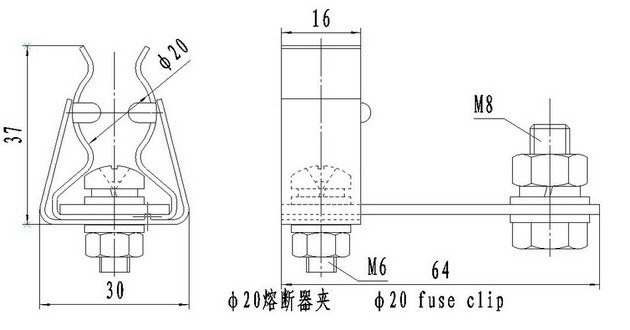 熔斷器夾外形尺寸圖